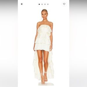 We Wore What Tiered Ruffle High Low Dress in Whisper White size 8